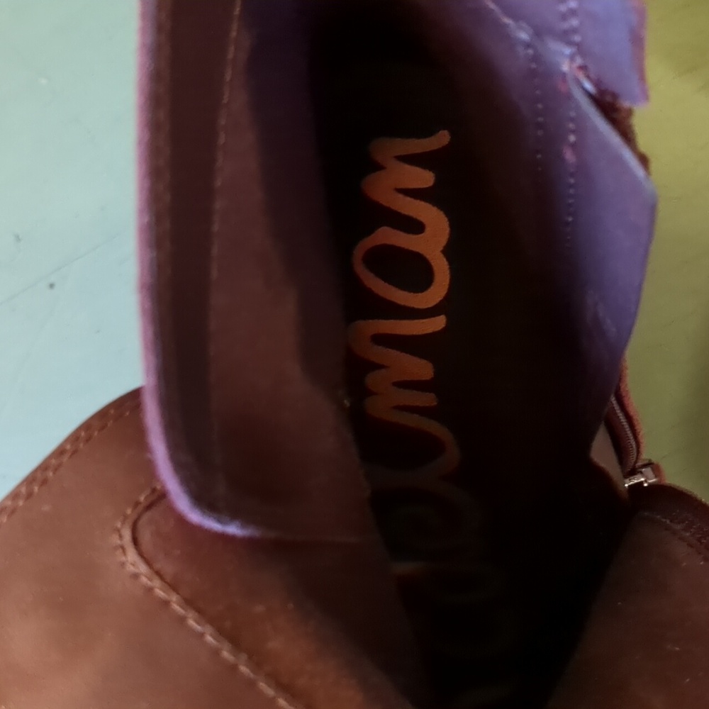 Sam Edelman Simona Boots Burgundy Suede Block Heel - Picture 5 of 13